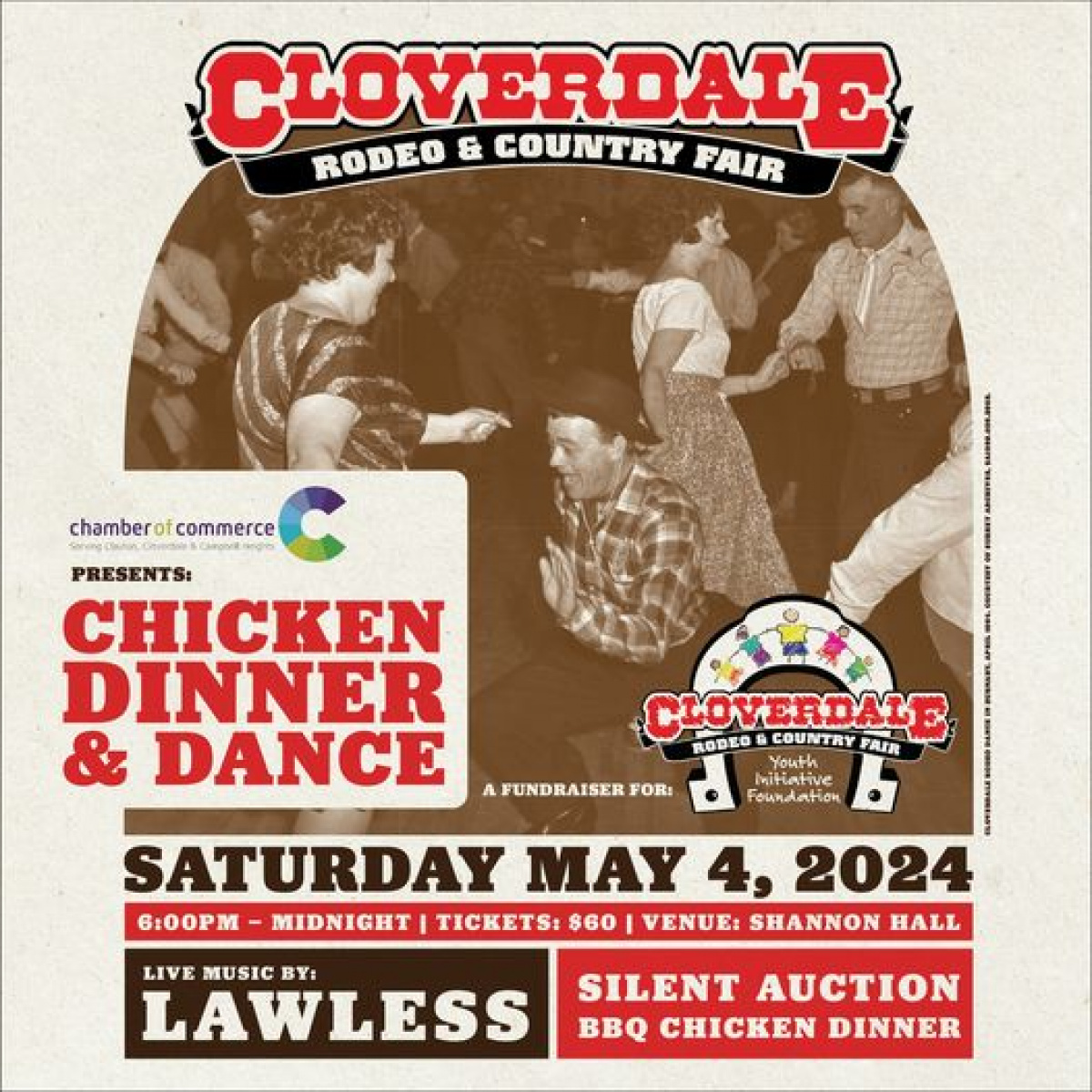 Tickets to the Cloverdale Chicken Dinner & Dance!